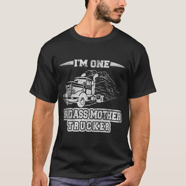 Mor Trucker 18 Wheeler Graphic Silhouette-bild T Shirt (Framsida)