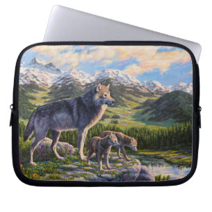 Mor Varg och Valper Bergsflodens Valley Laptop Fodral