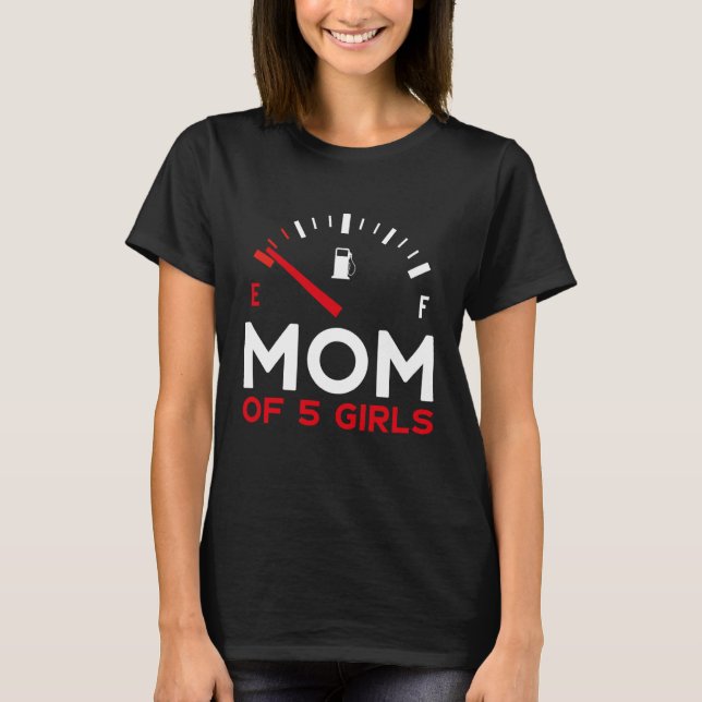 Mor vid 5 flickor Mors dag Mamma T Shirt (Framsida)