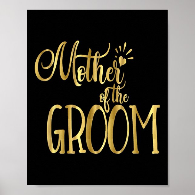 Mor vid Bröllopsfesten Groom Shirt Guld Poster (Framsidan)