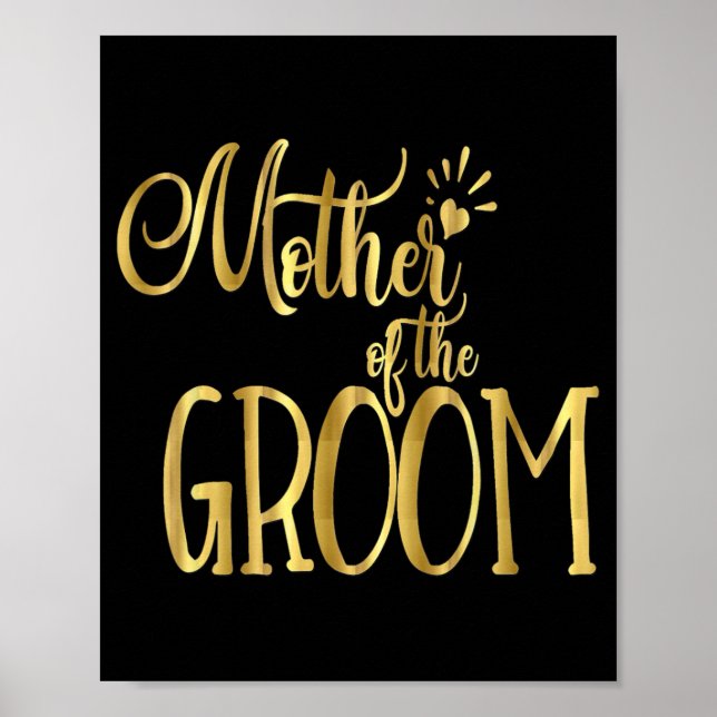 Mor vid Bröllopsfesten Groom Shirt Guld Poster (Framsidan)