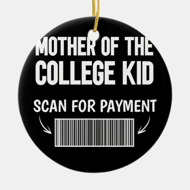 Mor vid college-sökningen efter betalning till pub julgransprydnad keramik (Framsidan)