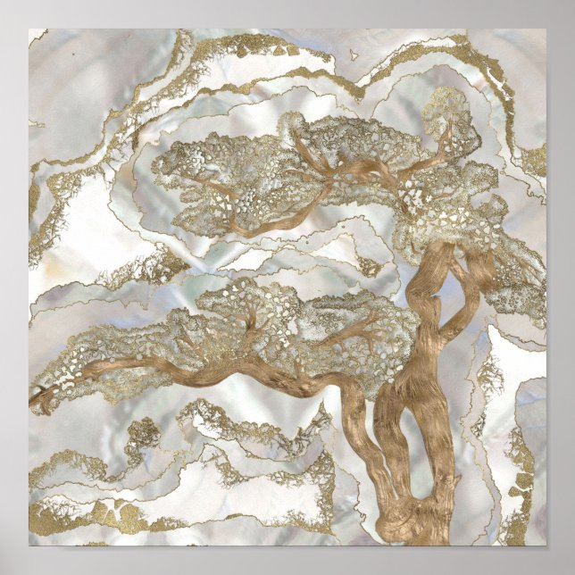 Mor vid pärlhöns Golden Träd Poster (Framsidan)