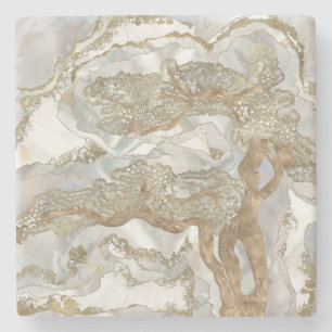 Mor vid pärlhöns Golden Träd Stenunderlägg