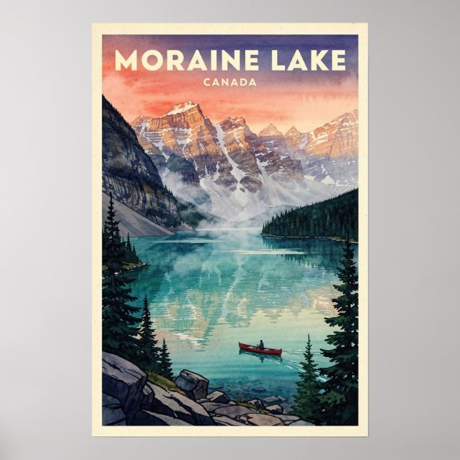 Moraine Lake Kanada Vintage Resa Poster (Framsidan)