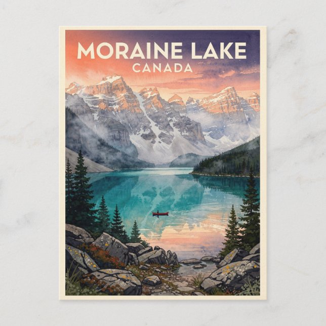 Moraine Lake Kanada Vintage Vykort (Framsida)