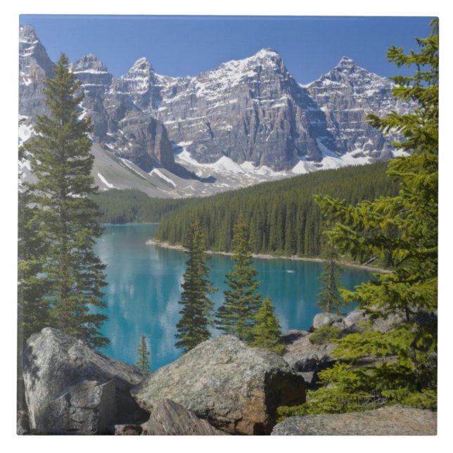 Moraine Lake, Kanadensiska Klipporna, Alberta, Kan Kakelplatta (Framsidan)