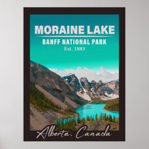 Moraine Sjö Alberta Kanada Banff nationalpark Poster
