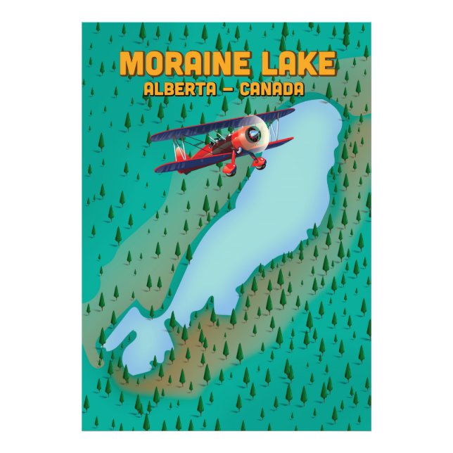 Moraine sjö Alberta Kanada Karta Fototryck (Framsidan)