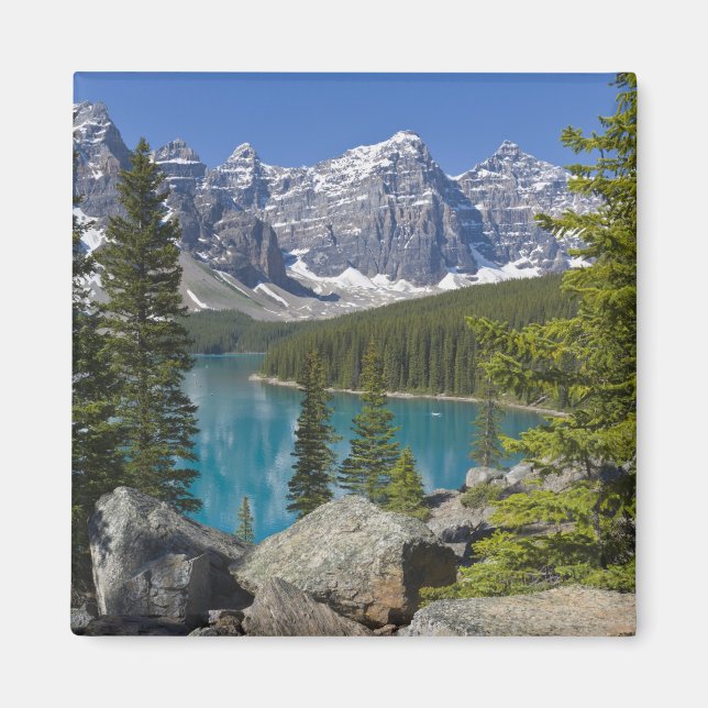 Moraine Sjö, Canadian Rockies, Alberta, Kanada Magnet (Framsidan)