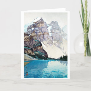 Moraine Sjö, Hiroshi Yoshida, Woodcut Helgkort