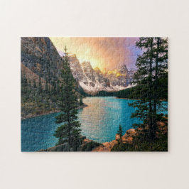 Moraine Sjö Sunset Jigszle Puzzle Pussel