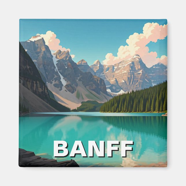 Moraine Sjö vid Banff National Park Canada Travel Magnet (Framsidan)