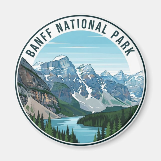 Moraine Sjö vid Banff National Park Canada Travel Magnet (Framsidan)