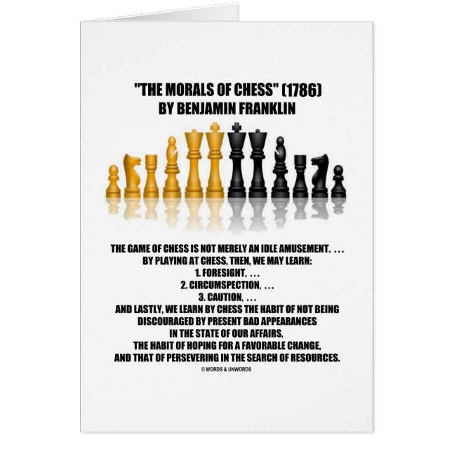 Moral av schackBenjamin Franklin det reflekterande Hälsningskort (Framsidan)