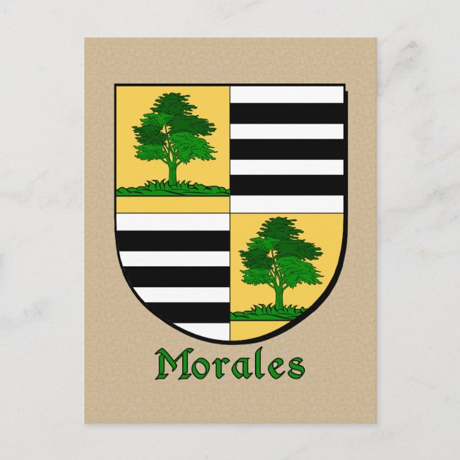 Morales Family Heraldic Shield Vykort (Framsida)