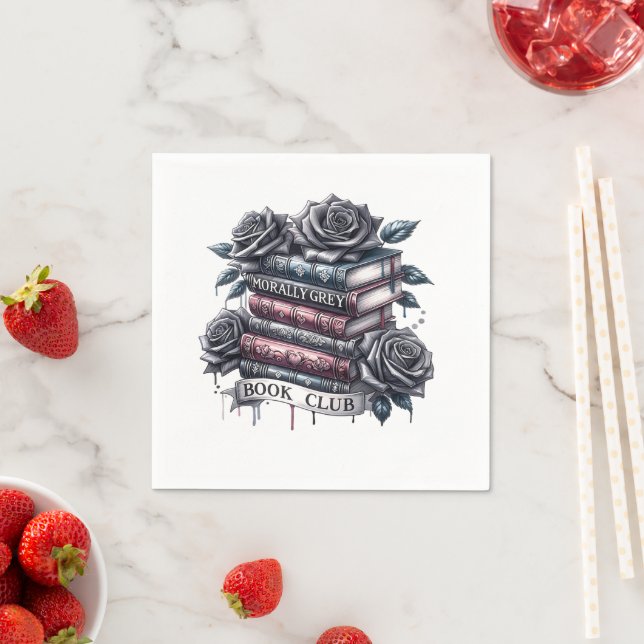 Morally Grått Bok Klubb Napkins Pappersservett (Insitu)