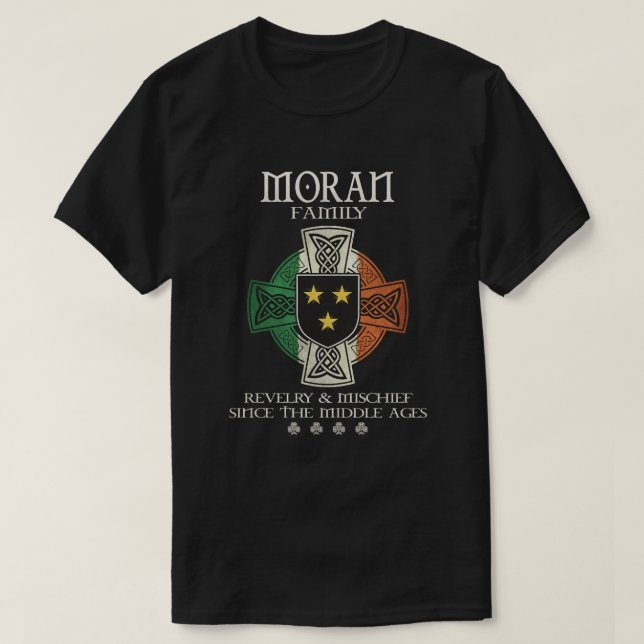 Moran Family Ireland-efternamnet irish flagga schr T Shirt (Design framsida)