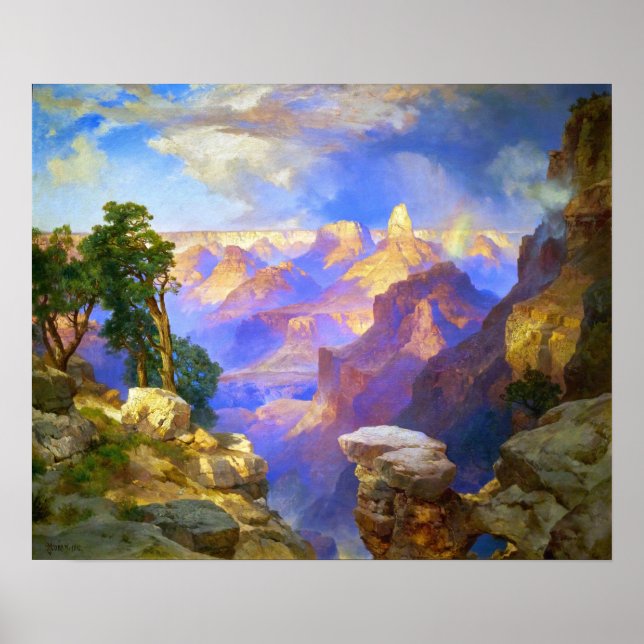 Moran - Grand Canyon med regnbåge Poster (Framsidan)