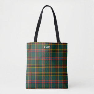Moransk Klan Tartan Mörk grönt Plaid Monogram Tygkasse