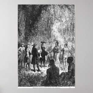 Moravian missionärer bland indierna poster