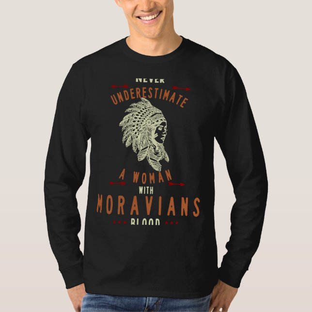 Moravians Native Indian Woman aldrig under T Shirt (Framsida)