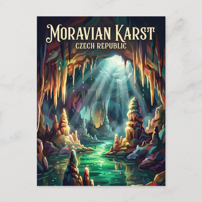 Moraviska karstgrottor Tjeckien Vykort (Framsida)