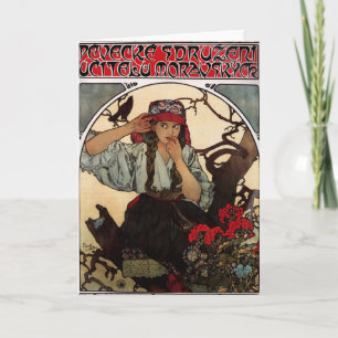 Moraviska lärare Choir Alphonse Mucha Card Helgkort