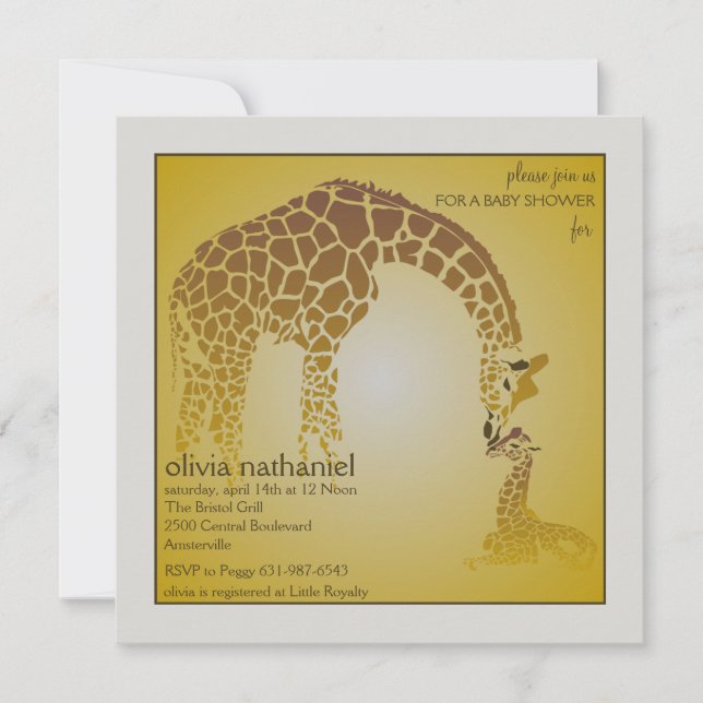 Morbabygiraff - baby showerinbjudan inbjudningar (Framsida)