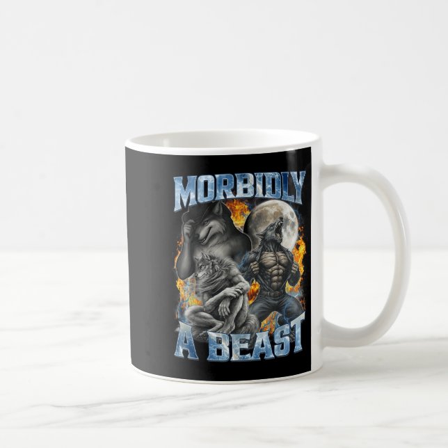 Morbidly A Funny Cringe Alpha Werewolf Wolf Meme  Kaffemugg (Höger)