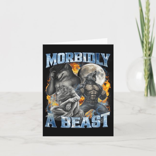 Morbidly A Funny Cringe Alpha Werewolf Wolf Meme  Kort (Framsida)