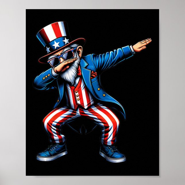 Morbror Sam Funny 4:e juli Patriotic Boys Girls Poster (Framsidan)