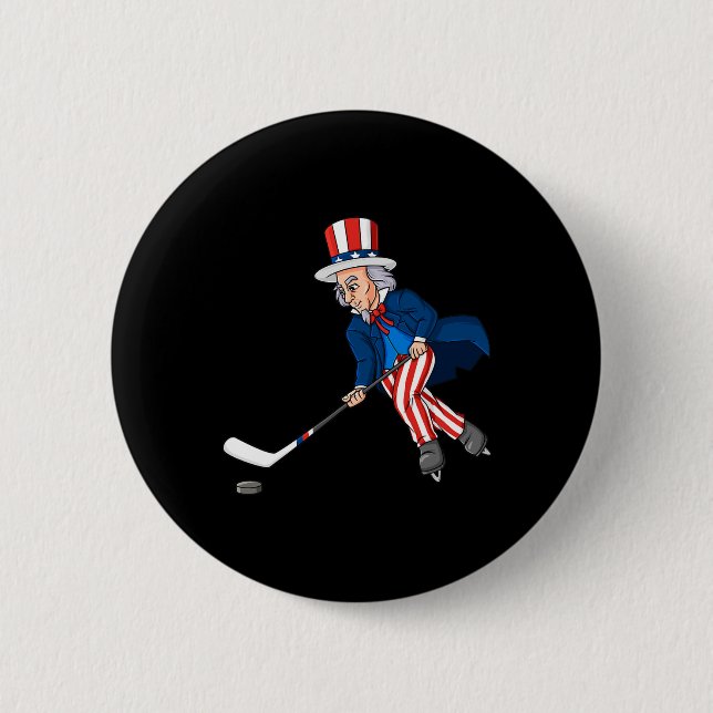 Morbror Sam Hockey 4:e juli Patriotic Boys Kids t. Knapp (Framsida)