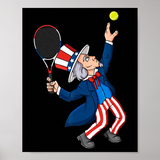 Morbror Sam Tennis 4:e juli Patriotic Boys Girls Poster (Framsidan)