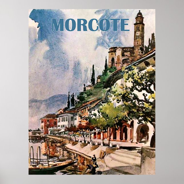 Morcote kusten, sjö Lugano, Schweiz Poster (Framsidan)