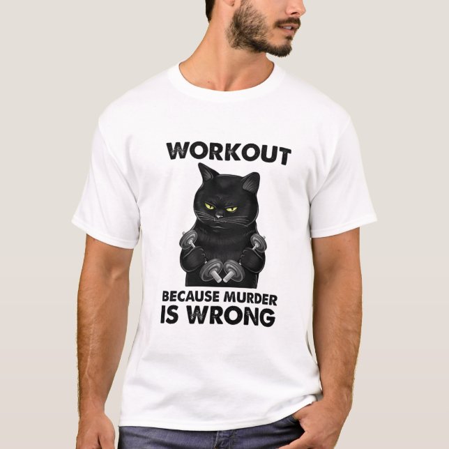 Mord är fel Cat Weightlift T Shirt (Framsida)