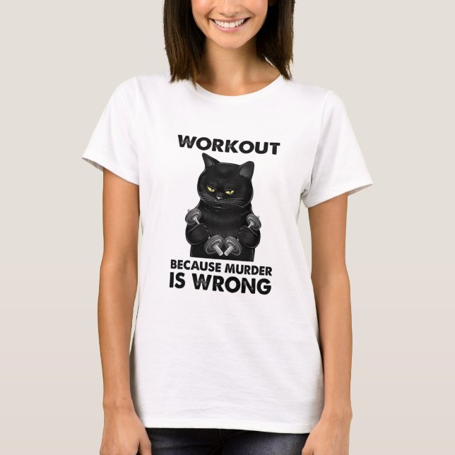 Mord är fel, svart Cat Weightli T Shirt (Framsida)