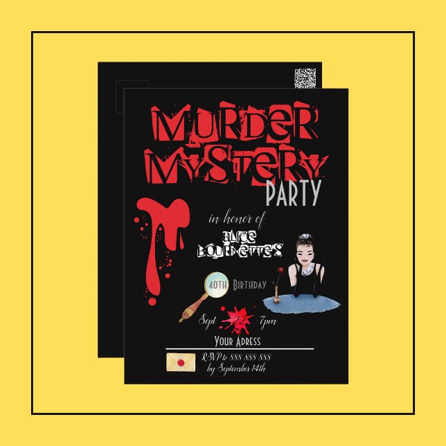 Mord Myasty Birthday Black Investigation Postcard Vykort (Skapare uppladdad)