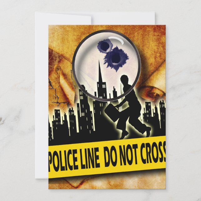 Mord och mysterium stulna scrollsar på födelsedage inbjudningar (Framsida)