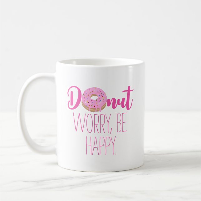 Mörda inte, Var Glad Rosa Text Kaffemugg (Vänster)