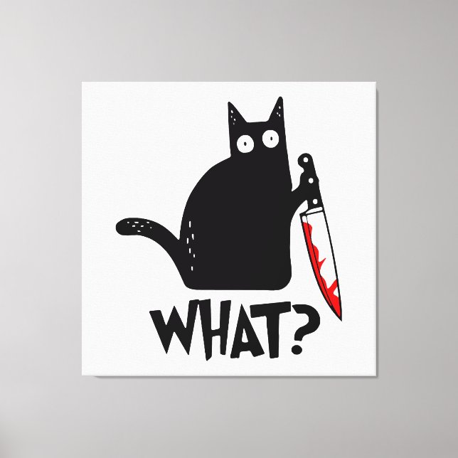 Mördande katt med kniv canvastryck (Framsida)