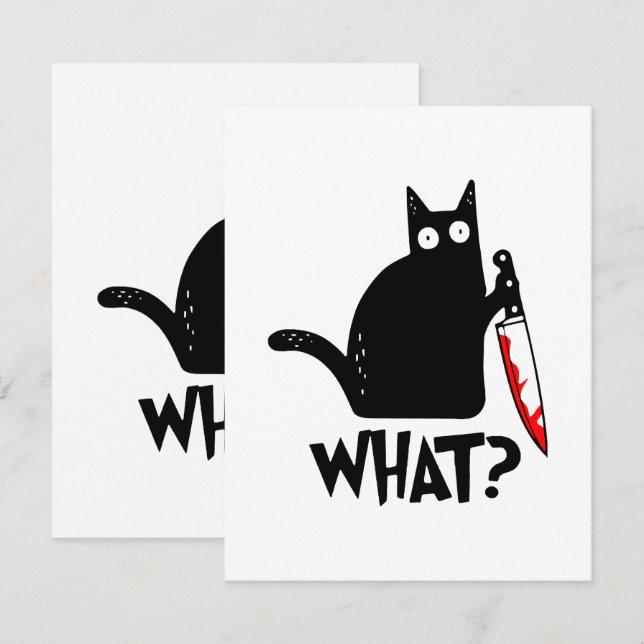 Mördande katt med kniv tilläggskort (Fram/baksida)