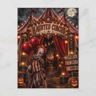 Mördarclown Halloween-natt på spökcirkus Helg Vykort