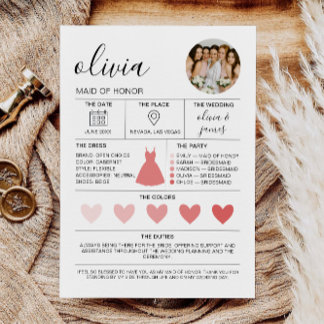 Morden Bridesmaid Information & Frieri Card