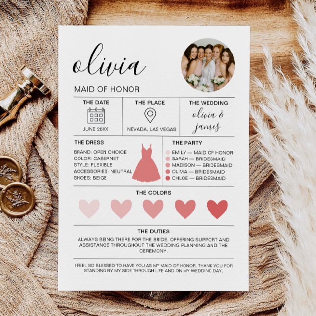 Morden Bridesmaid Information & Frieri Card (Morden Bridesmaid Information & Proposal Card)