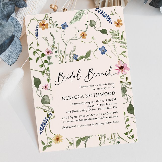Mordern Boho WildblommMöhippa Brunch Shower Inbjudningar (Skapare uppladdad)