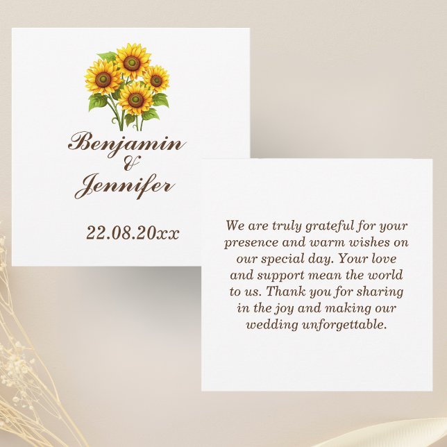 Mordern Elegant Rustic Boho Solros Bröllop Tack Kort (Skapare uppladdad)