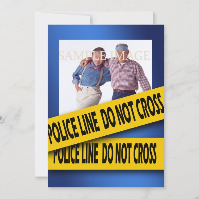 Mordgåta blå födelsedag inbjudningar (Framsida)