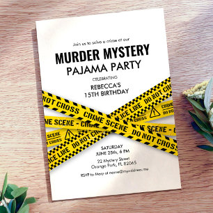 Mordgåta Pyjamas Party Födelsedagsinbjudan Inbjudningar