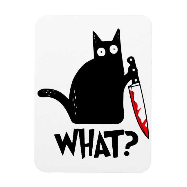 Mordisk katt med kniv magnet (Vertikal)